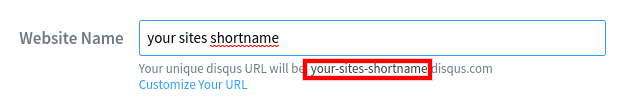 Disqus site shortname location