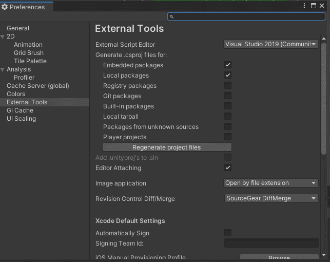 External editor preferences