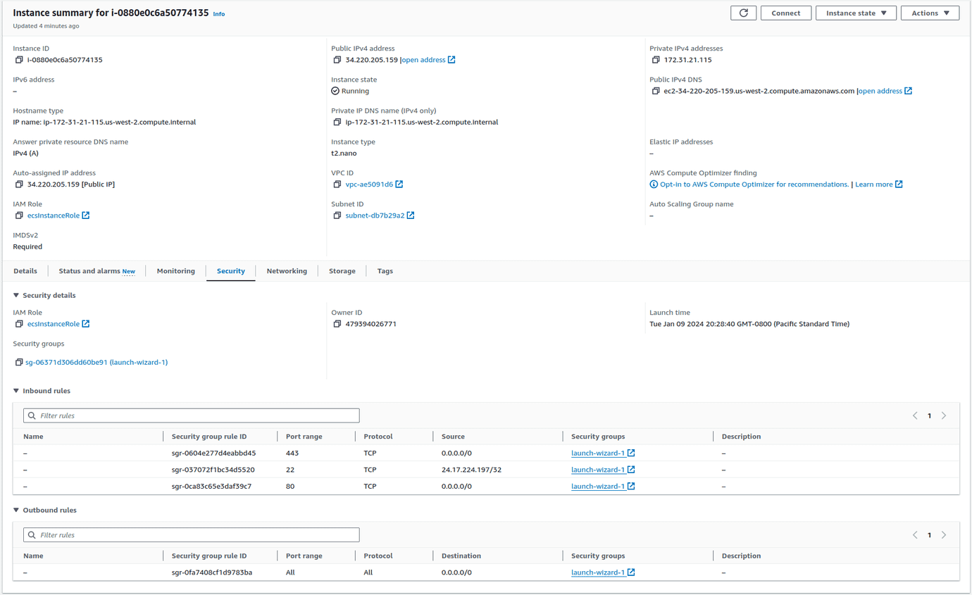 EC2 security tab